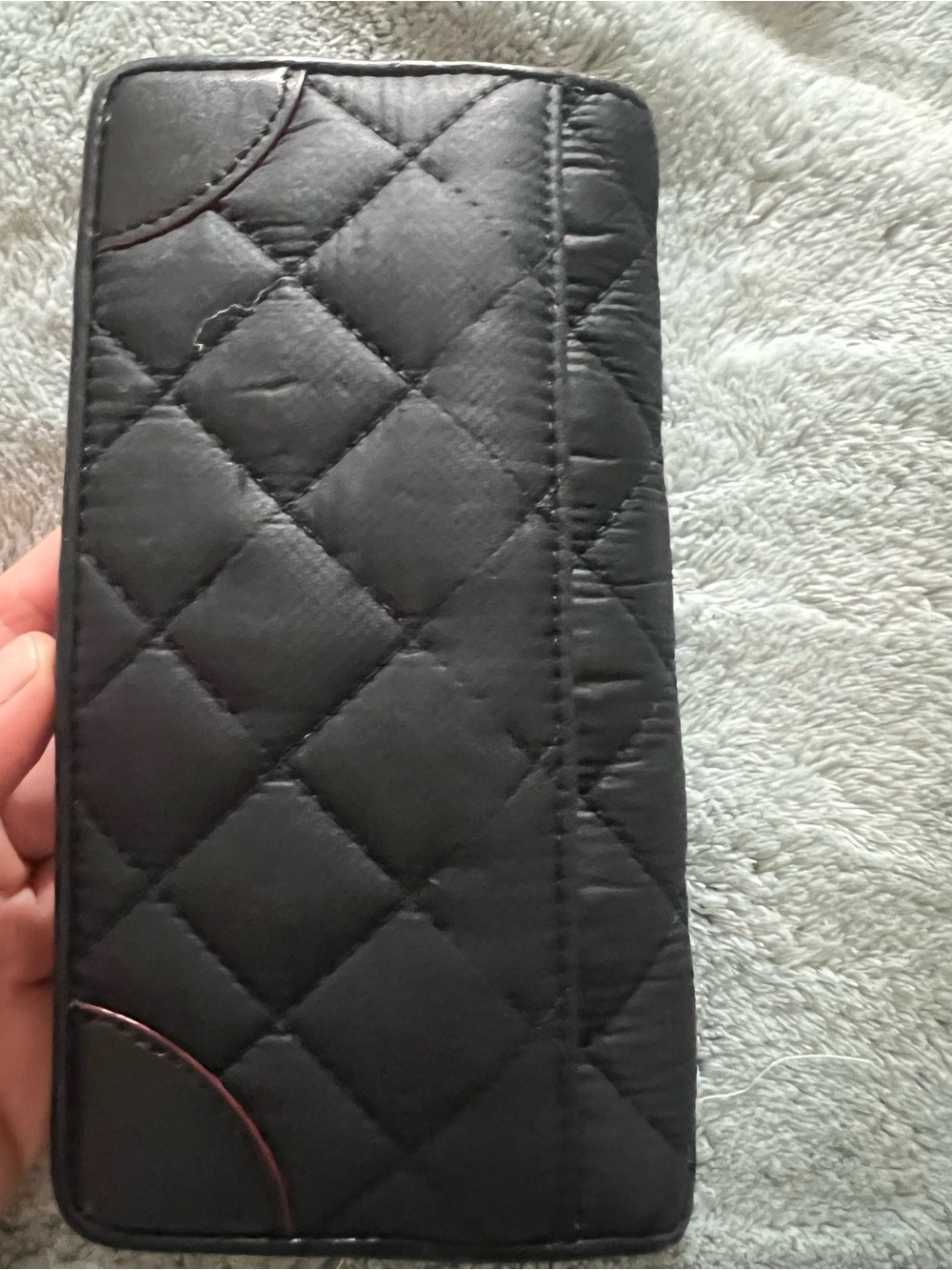 MZ Wallace Black Quilted Zip Around Wallet with Gold Logo - Picture 4 of 5